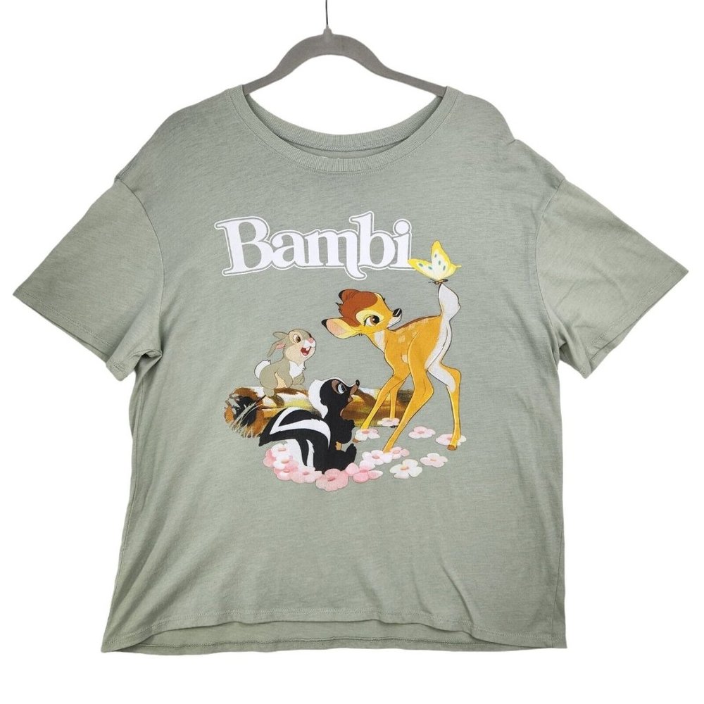 Disney Bambi‎ 2XL Light Green Crew Neck Short Sleeve Tee Thumper Flower Graphic